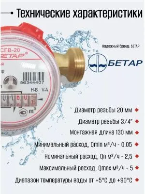 Счетчик воды СГВ 20 Антимагнитный