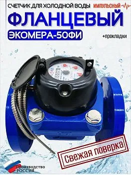 Счетчик воды ЭКОМЕРА-50Ф Холодный Фланцевый Импульсный