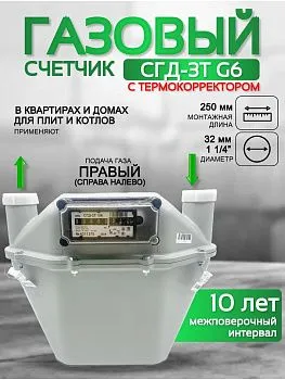 Счетчик газа СГД 3Т G 6 250 мм правый