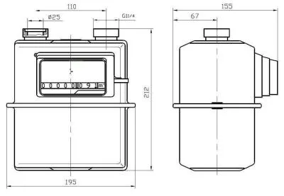 Газовый счетчик объемный диафрагменный СГД G4 левый (1 1/4) 110 мм