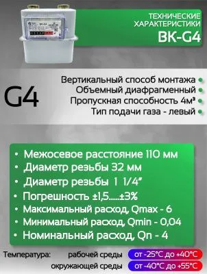 Счетчик газа ВК-G4 V1.2 левый