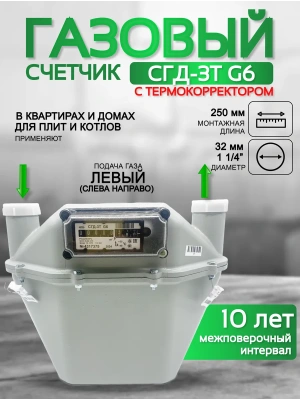 Счетчик газа СГД 3Т G 6 250 мм левый