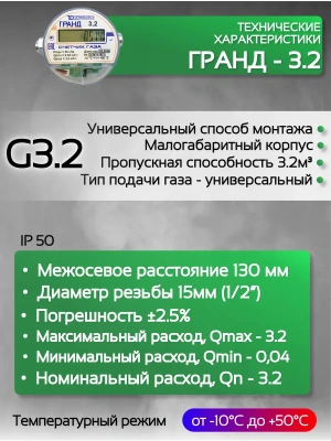 Счетчик газа ГРАНД 3.2 м3