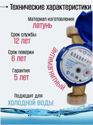 Счетчик воды ЭКОМЕРА-25 Холодный Одноструйный