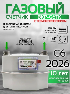 Счетчик газа ВКР G-6Т левый